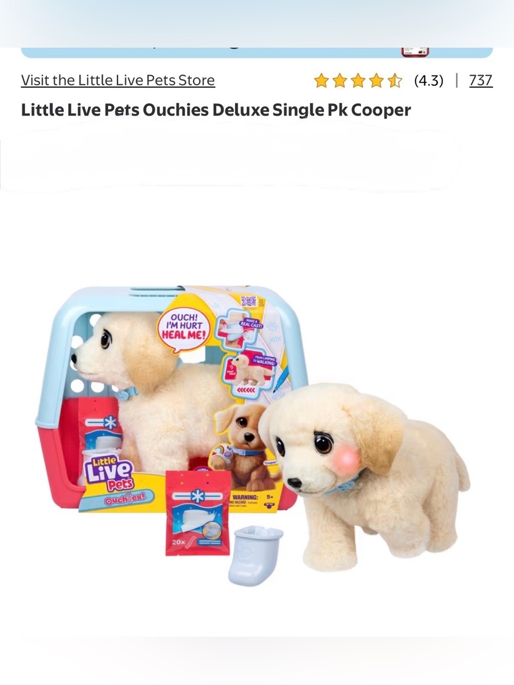 Little live pets Ouchie Cooper dog. New in box! Hard to Find.